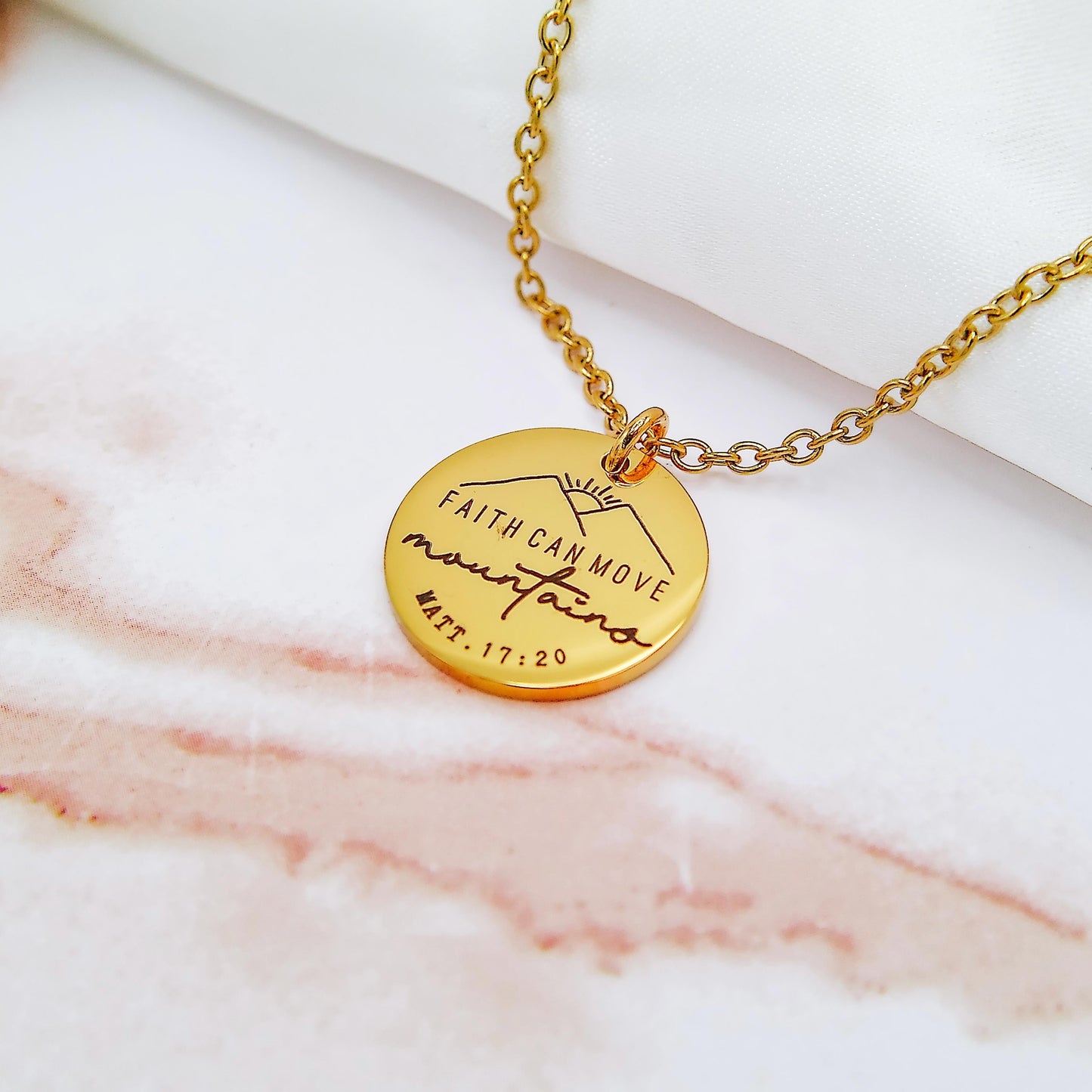 FAITH CAN MOVE MOUNTAINS MATT. 17:20 NECKLACE - Avy + Tay
