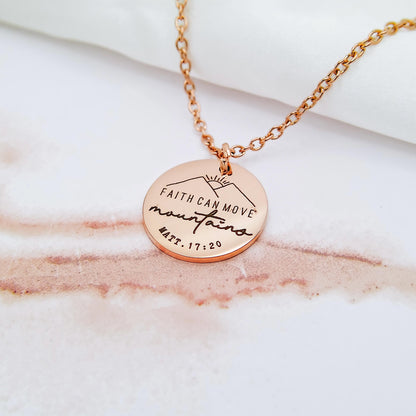 FAITH CAN MOVE MOUNTAINS MATT. 17:20 NECKLACE - Avy + Tay