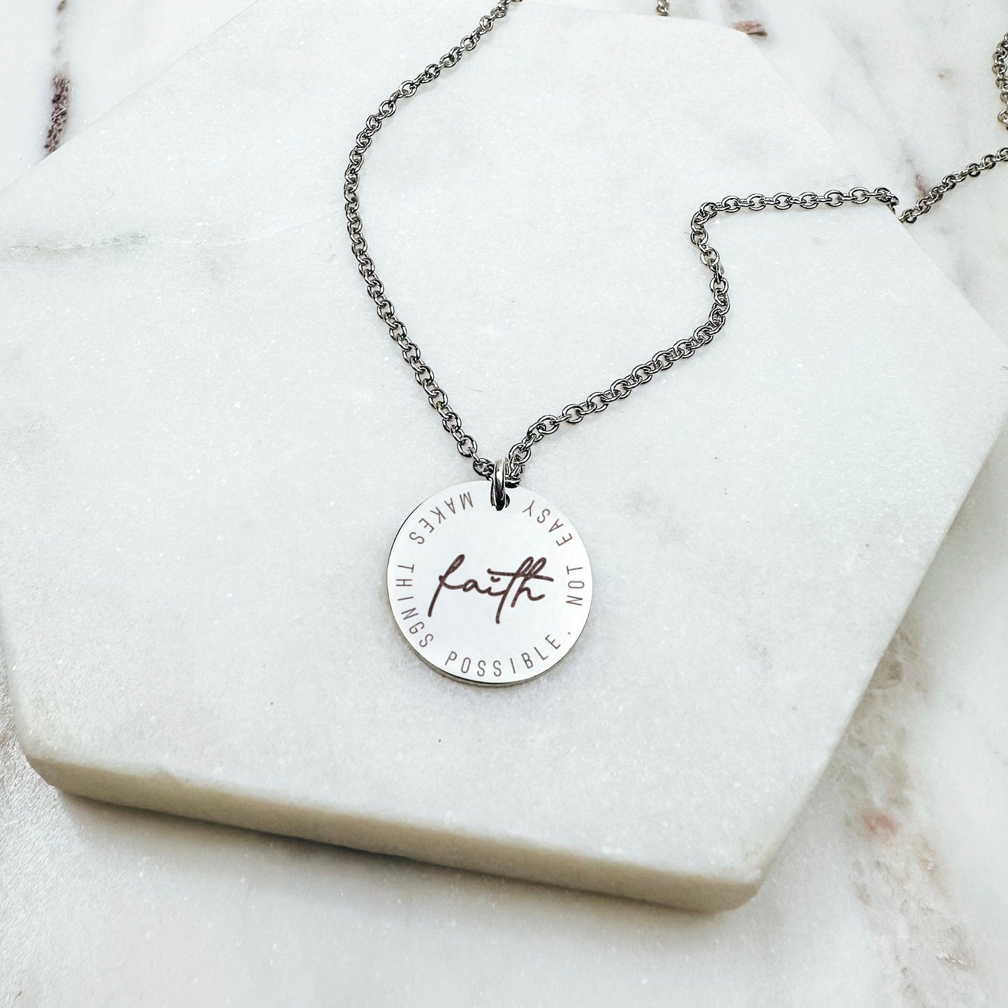 FAITH MAKES THINGS POSSIBLE NOT EASY NECKLACE - Avy + Tay