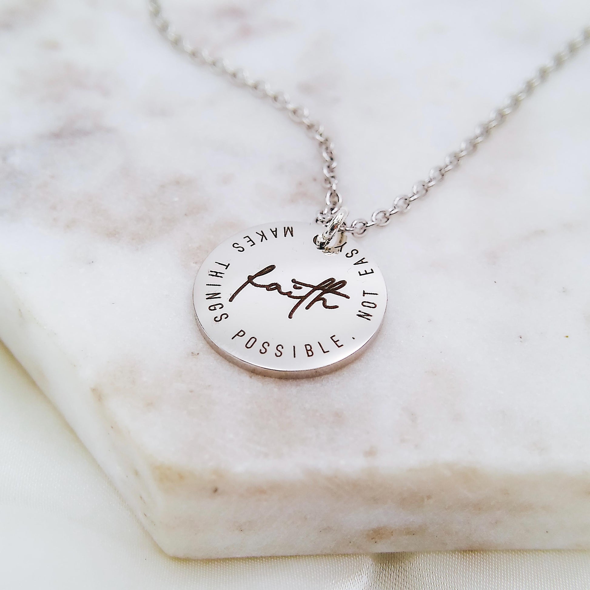 FAITH MAKES THINGS POSSIBLE NOT EASY NECKLACE - Avy + Tay
