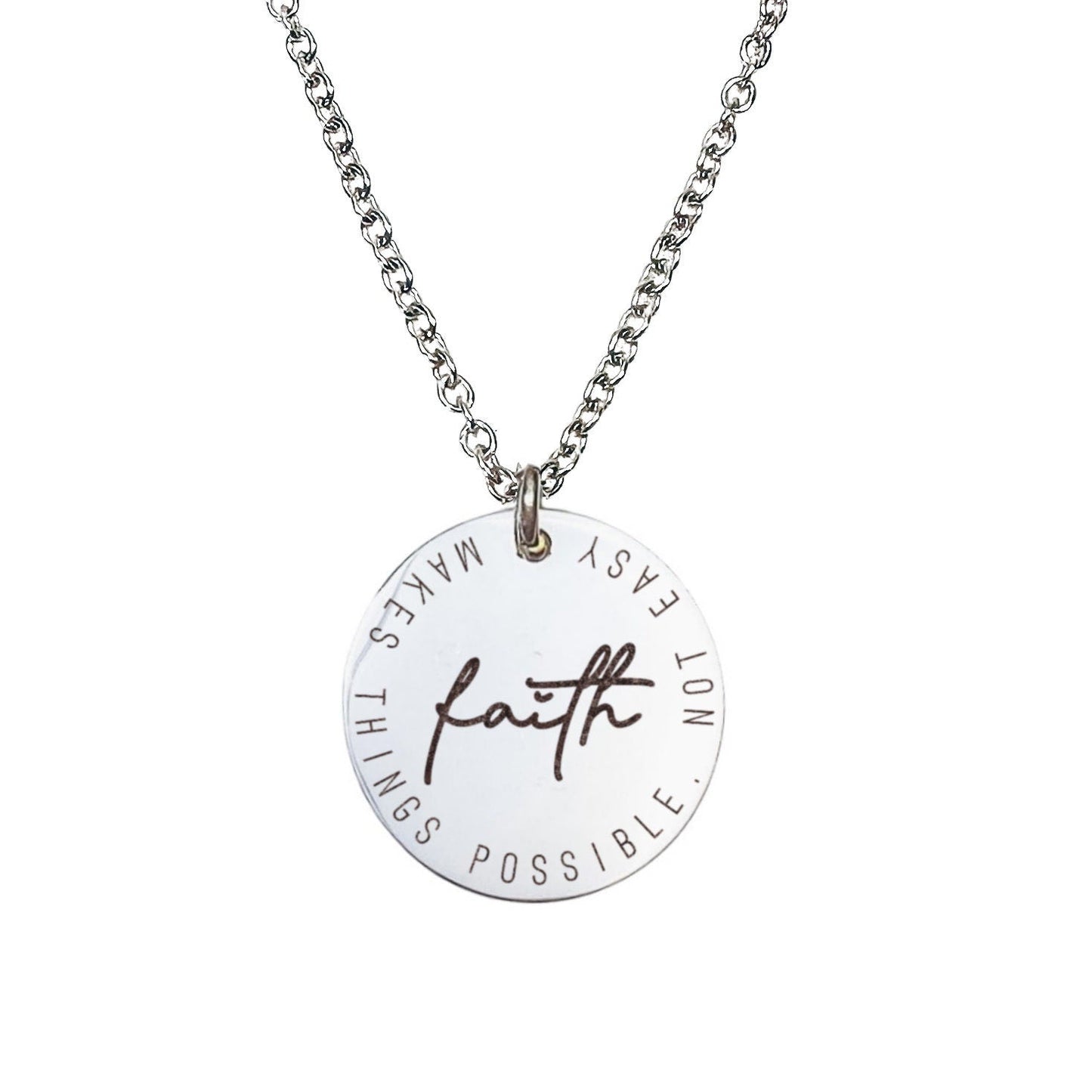 FAITH MAKES THINGS POSSIBLE NOT EASY NECKLACE - Avy + Tay