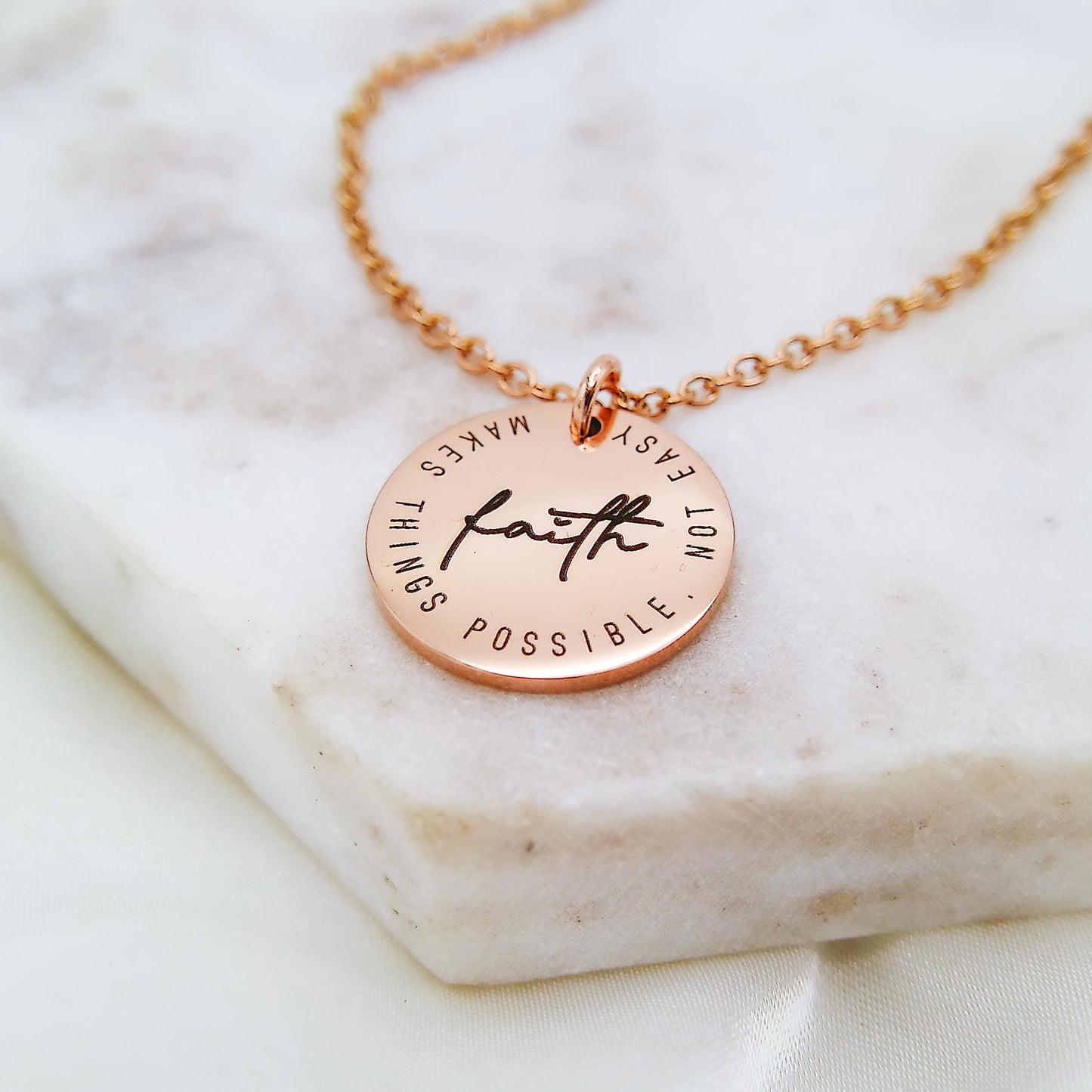 FAITH MAKES THINGS POSSIBLE NOT EASY NECKLACE - Avy + Tay