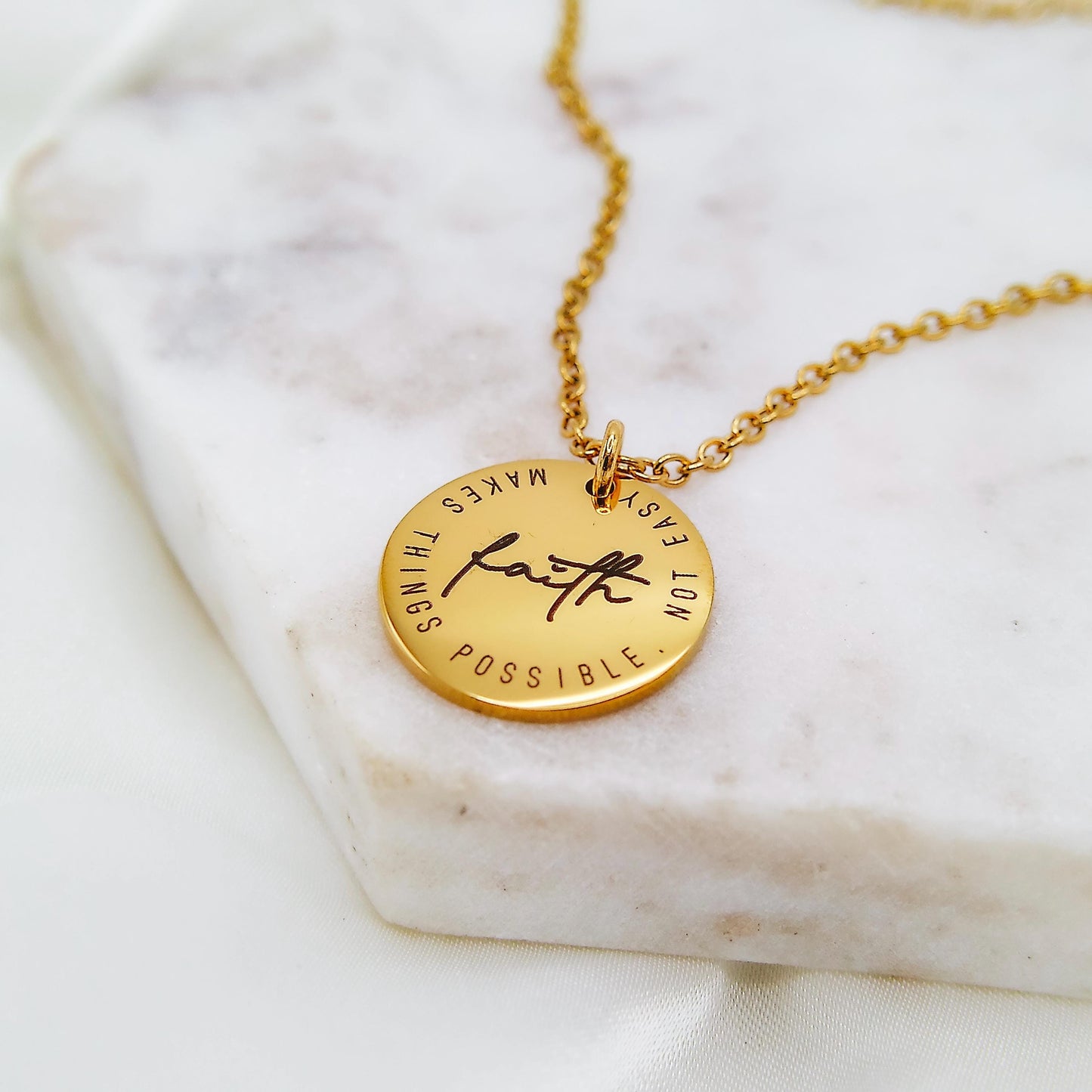 FAITH MAKES THINGS POSSIBLE NOT EASY NECKLACE - Avy + Tay