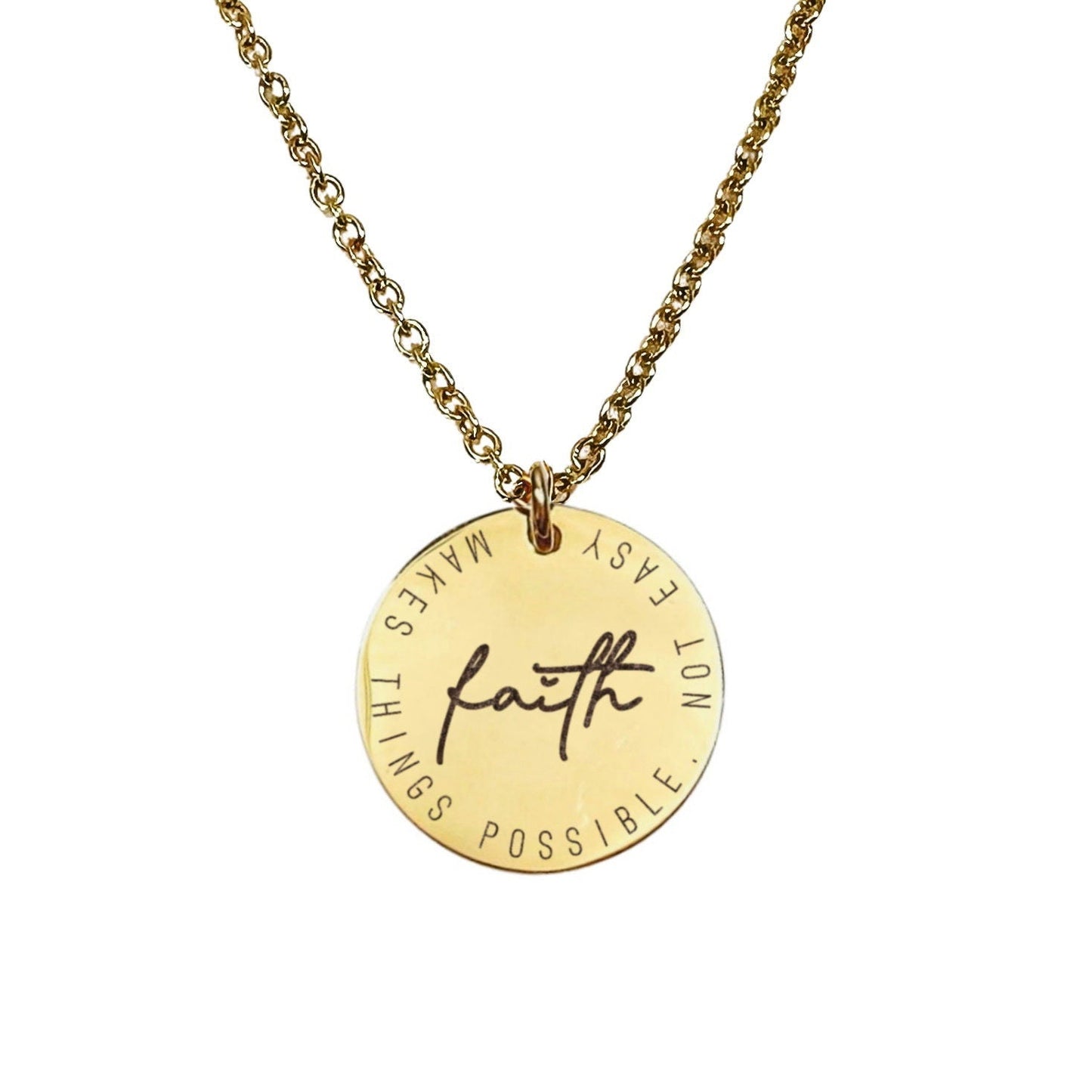 FAITH MAKES THINGS POSSIBLE NOT EASY NECKLACE - Avy + Tay