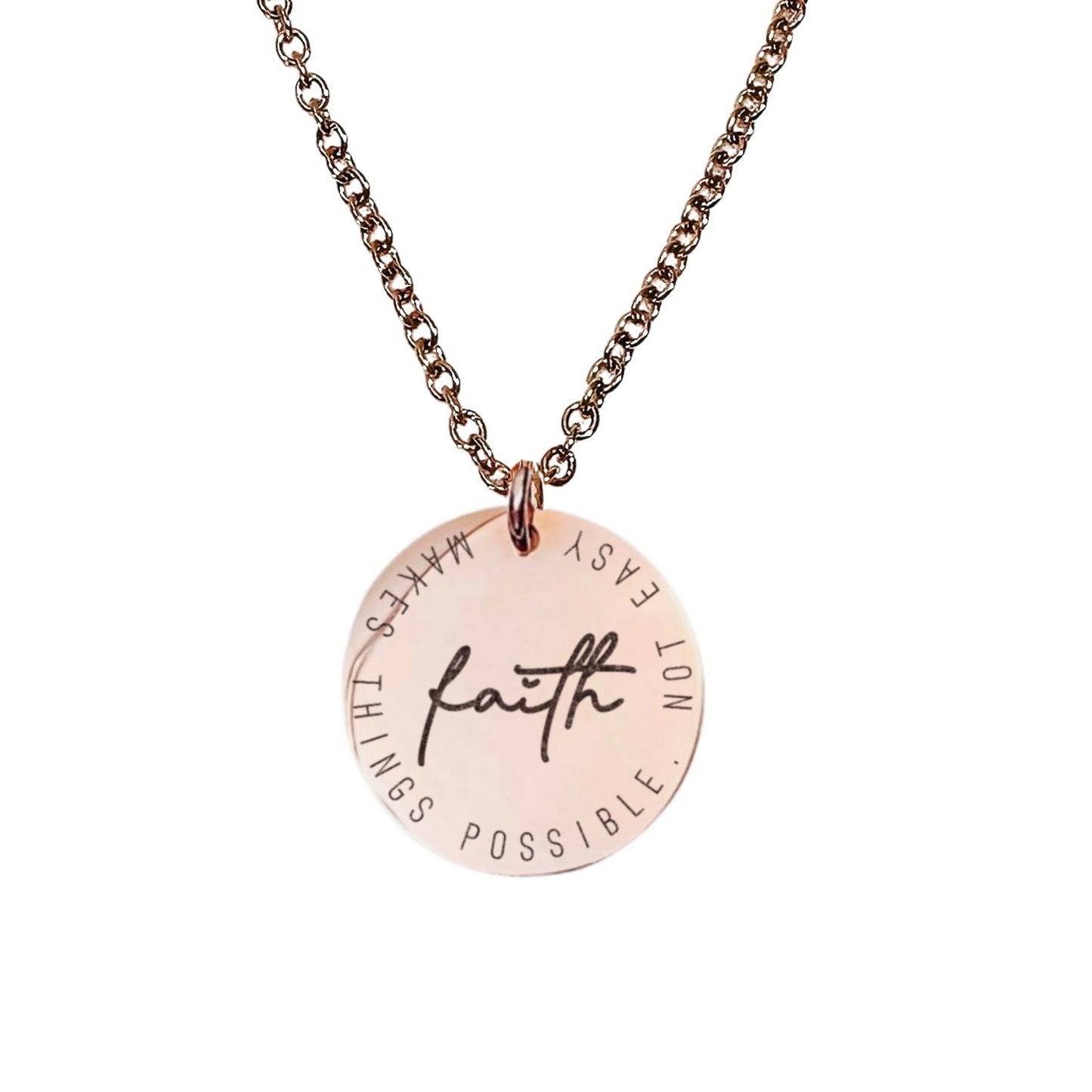 FAITH MAKES THINGS POSSIBLE NOT EASY NECKLACE - Avy + Tay