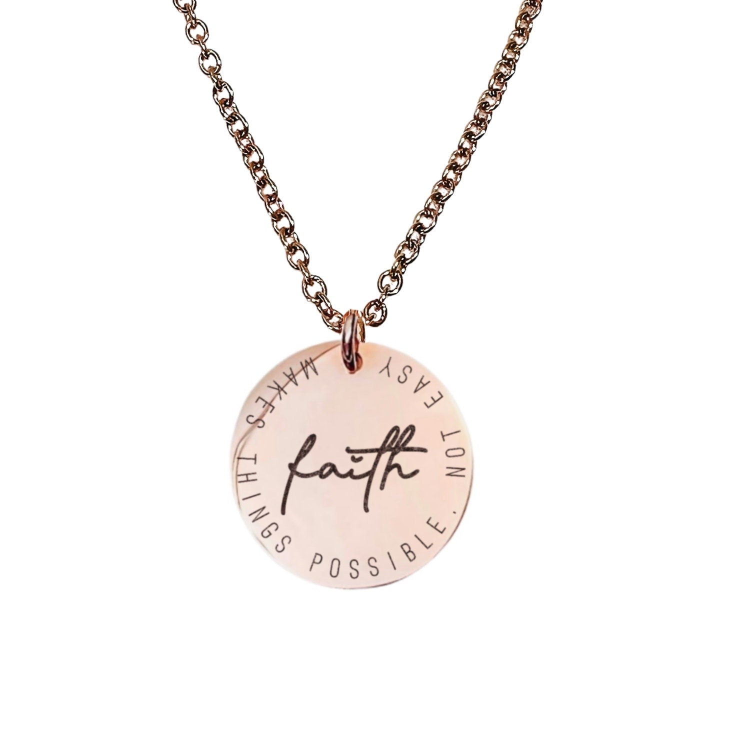 FAITH MAKES THINGS POSSIBLE NOT EASY NECKLACE - Avy + Tay