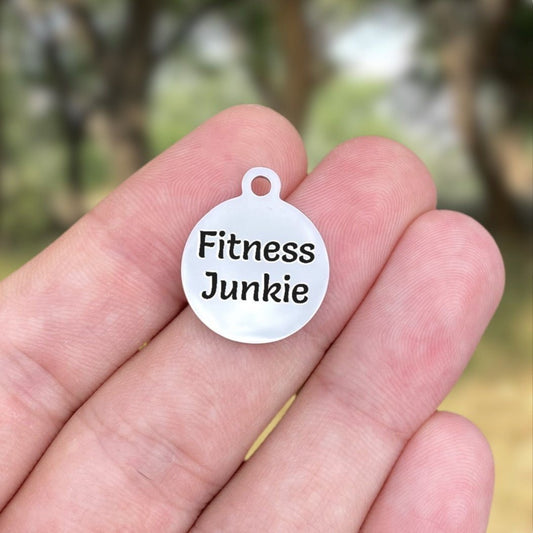 Fitness Junkie Charms Custom Engraved Charms Personalized Stainless Steel Charms BULK Options ZF36 - Avy + Tay