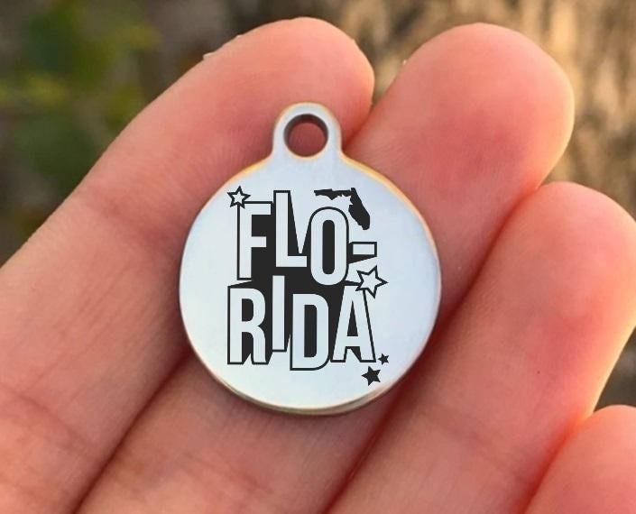 Florida Charms Custom Engraved Charms Personalized Stainless Steel Charms BULK Options ZF1529 - Avy + Tay