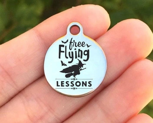 Free Flying Lessons Charms Custom Engraved Charms Personalized Stainless Steel Charms BULK Options ZF1132 - Avy + Tay