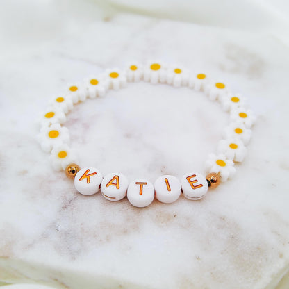 FULL DAISY BEADED NAME BRACELET - Avy + Tay