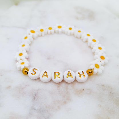 FULL DAISY BEADED NAME BRACELET - Avy + Tay