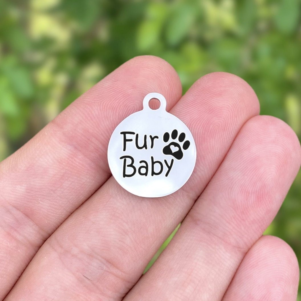 Fur Baby Charms Custom Engraved Charms Personalized Stainless Steel Charms BULK Options ZF7 - Avy + Tay