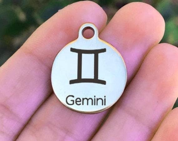 Gemini Charms Custom Engraved Charms Personalized Stainless Steel Charms BULK Options ZF294 - Avy + Tay