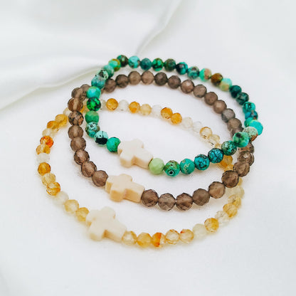GEMSTONE CROSS BRACELET - Avy + Tay