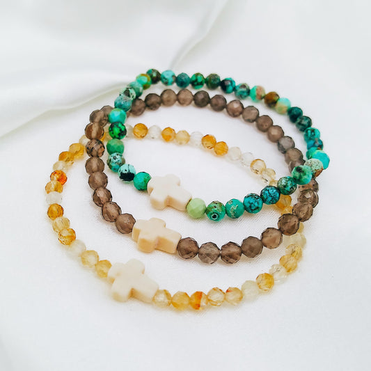 GEMSTONE CROSS BRACELET - Avy + Tay