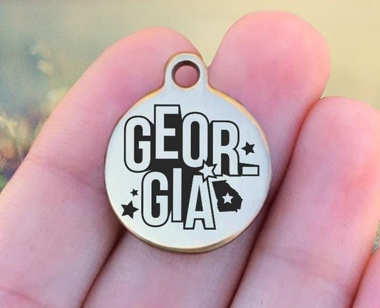 Georgia Charms Custom Engraved Charms Personalized Stainless Steel Charms BULK Options ZF1530 - Avy + Tay