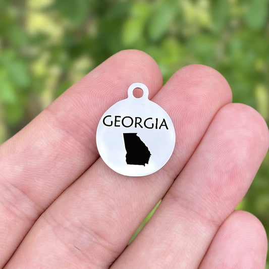 Georgia Charms Custom Engraved Charms Personalized Stainless Steel Charms BULK Options ZF85 - Avy + Tay