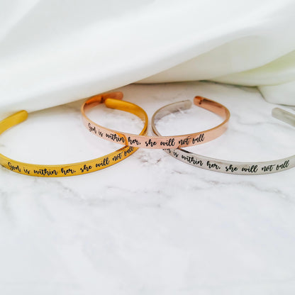 GOD IS WITHIN HER SHE WILL NOT FALL CUFF - Avy + Tay