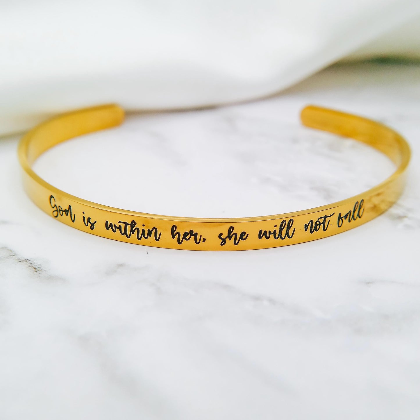 GOD IS WITHIN HER SHE WILL NOT FALL CUFF - Avy + Tay