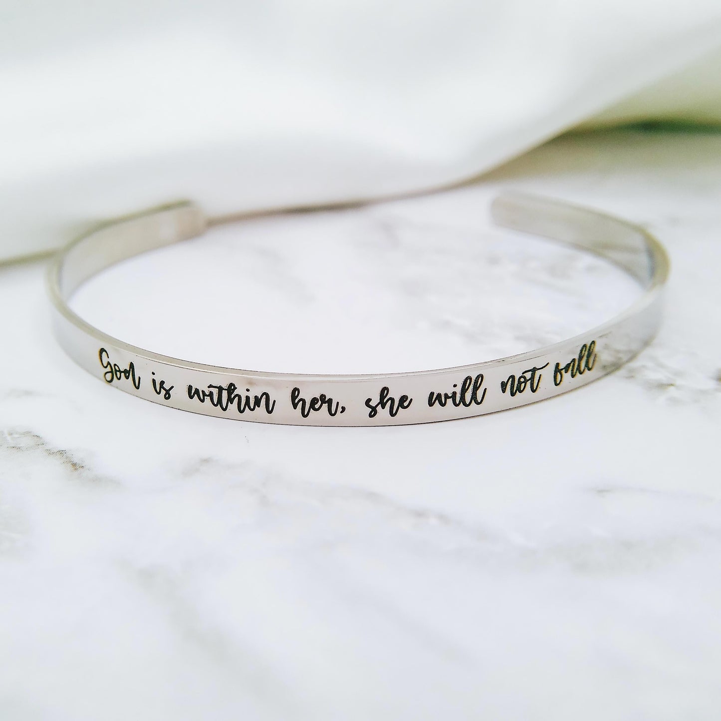 GOD IS WITHIN HER SHE WILL NOT FALL CUFF - Avy + Tay