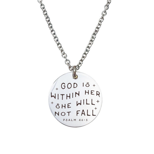 GOD IS WITHIN HER SHE WILL NOT FALL PSALM 46:5 NECKLACE - Avy + Tay