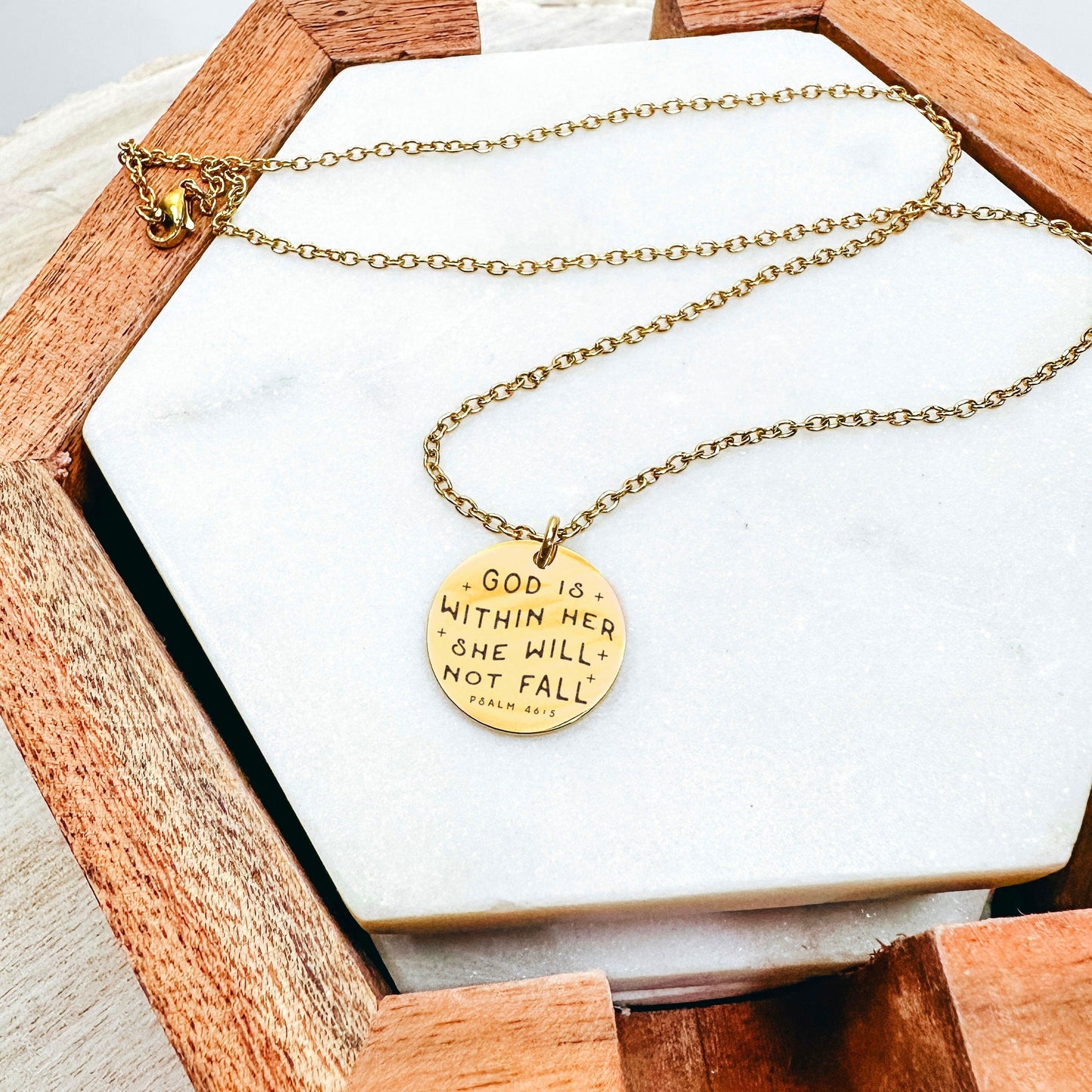 GOD IS WITHIN HER SHE WILL NOT FALL PSALM 46:5 NECKLACE - Avy + Tay