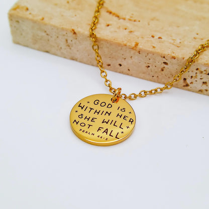 GOD IS WITHIN HER SHE WILL NOT FALL PSALM 46:5 NECKLACE - Avy + Tay
