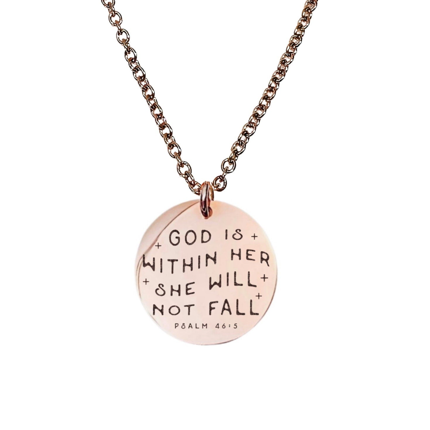 GOD IS WITHIN HER SHE WILL NOT FALL PSALM 46:5 NECKLACE - Avy + Tay