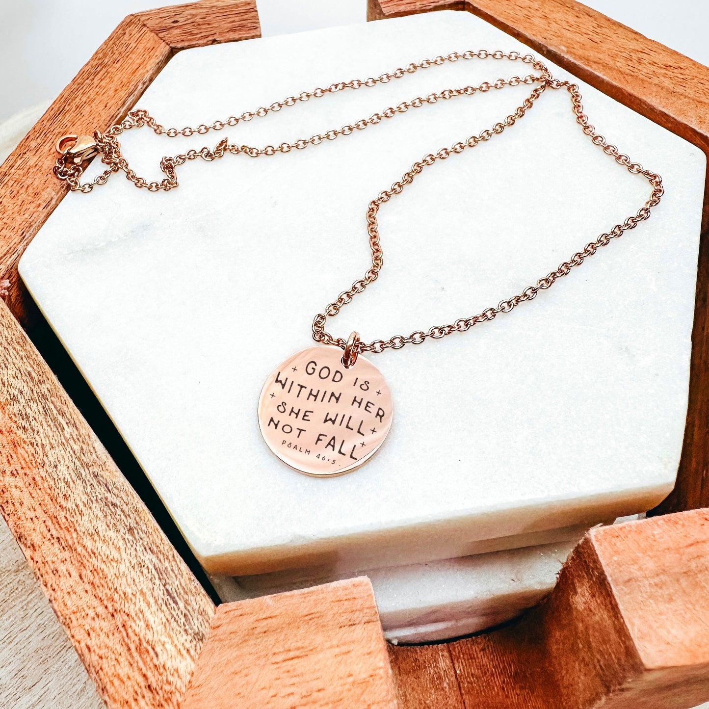 GOD IS WITHIN HER SHE WILL NOT FALL PSALM 46:5 NECKLACE - Avy + Tay