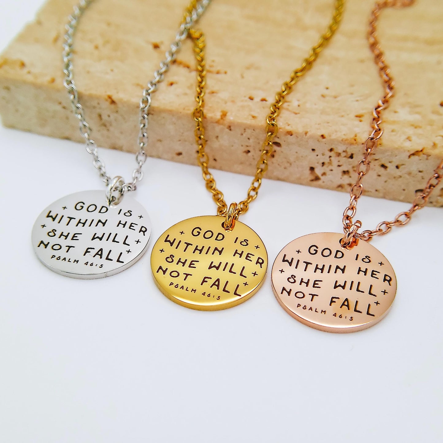 GOD IS WITHIN HER SHE WILL NOT FALL PSALM 46:5 NECKLACE - Avy + Tay
