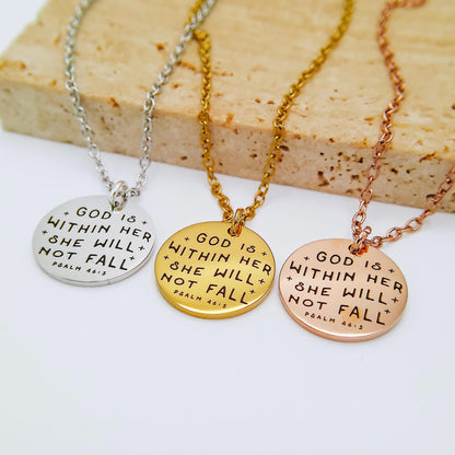 GOD IS WITHIN HER SHE WILL NOT FALL PSALM 46:5 NECKLACE - Avy + Tay