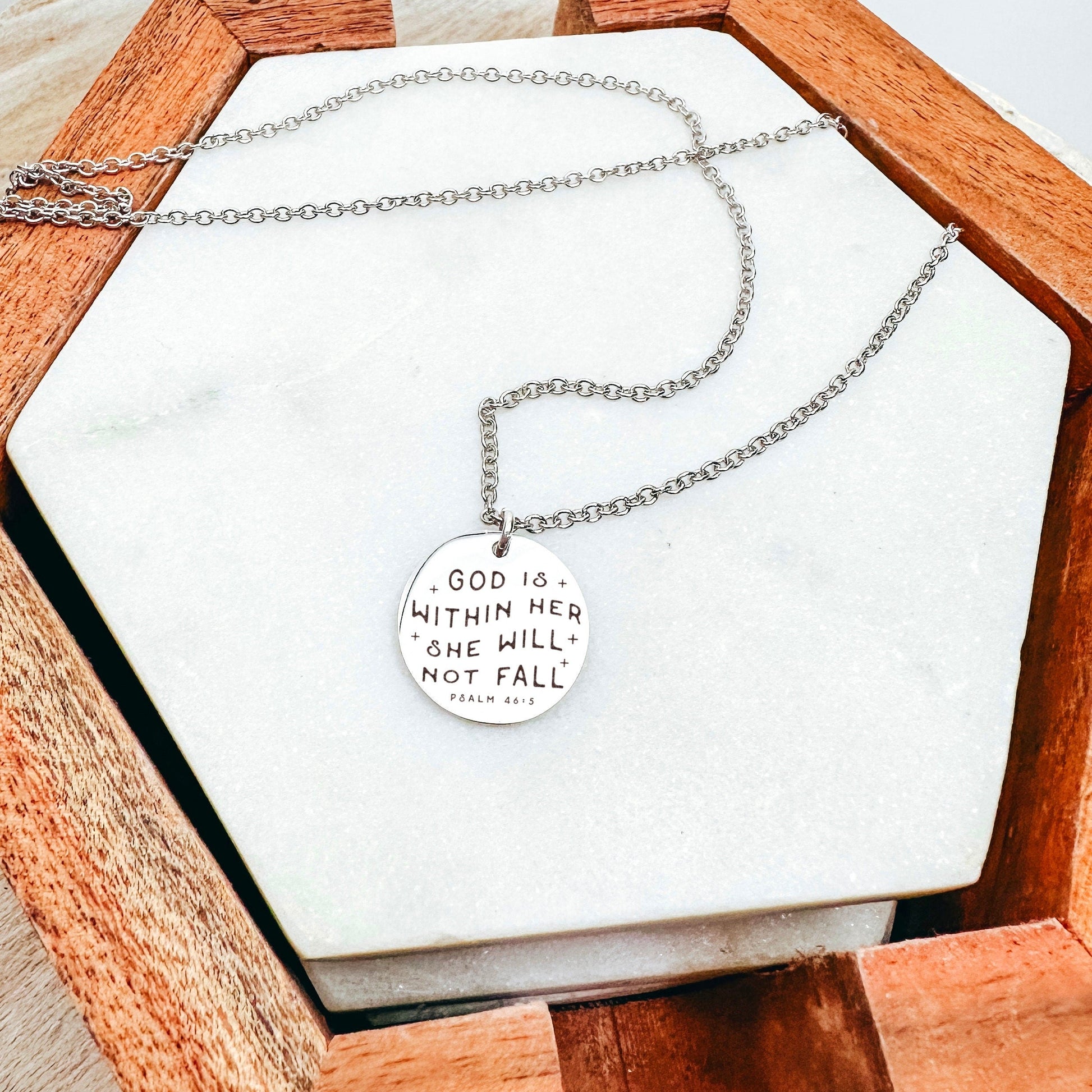 GOD IS WITHIN HER SHE WILL NOT FALL PSALM 46:5 NECKLACE - Avy + Tay