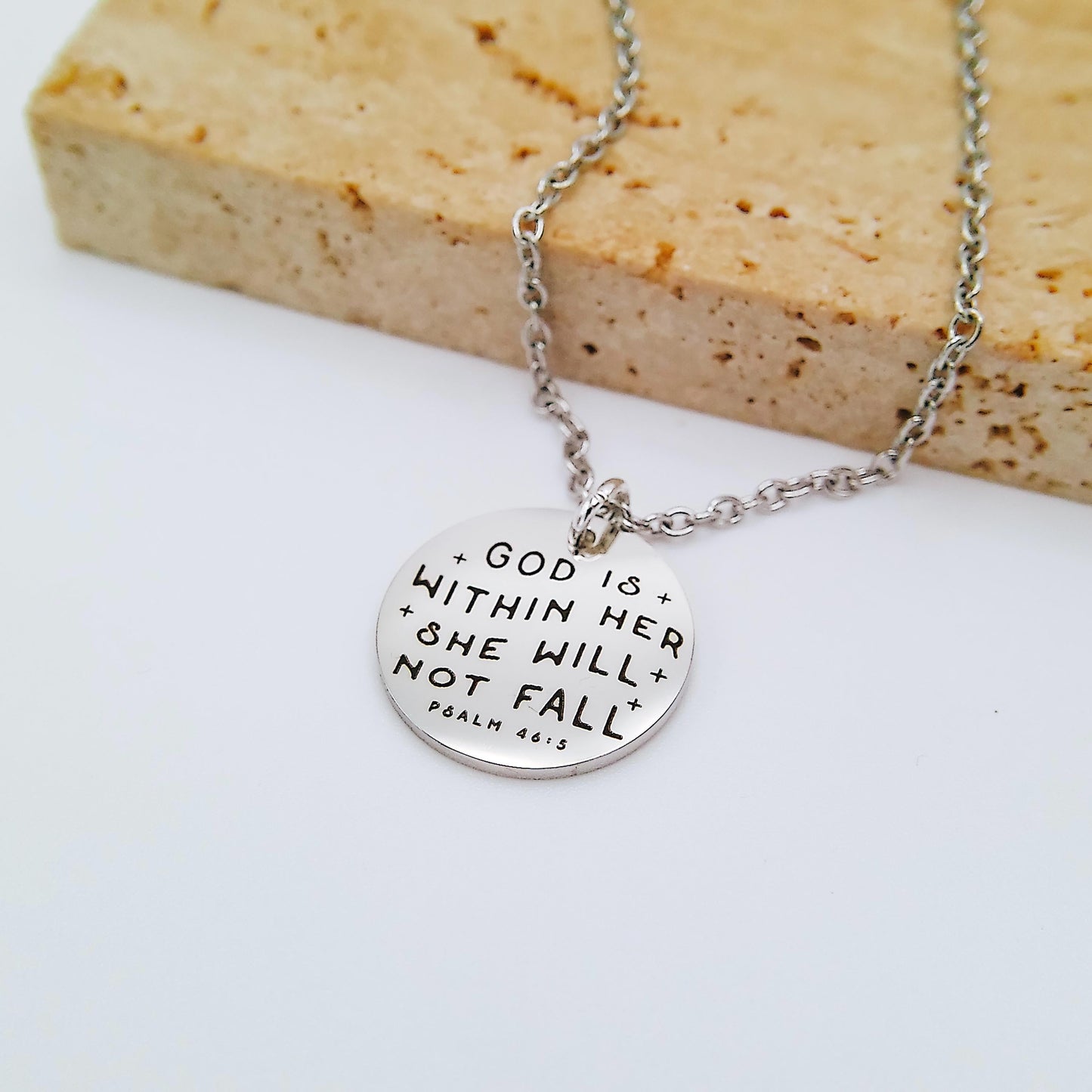 GOD IS WITHIN HER SHE WILL NOT FALL PSALM 46:5 NECKLACE - Avy + Tay