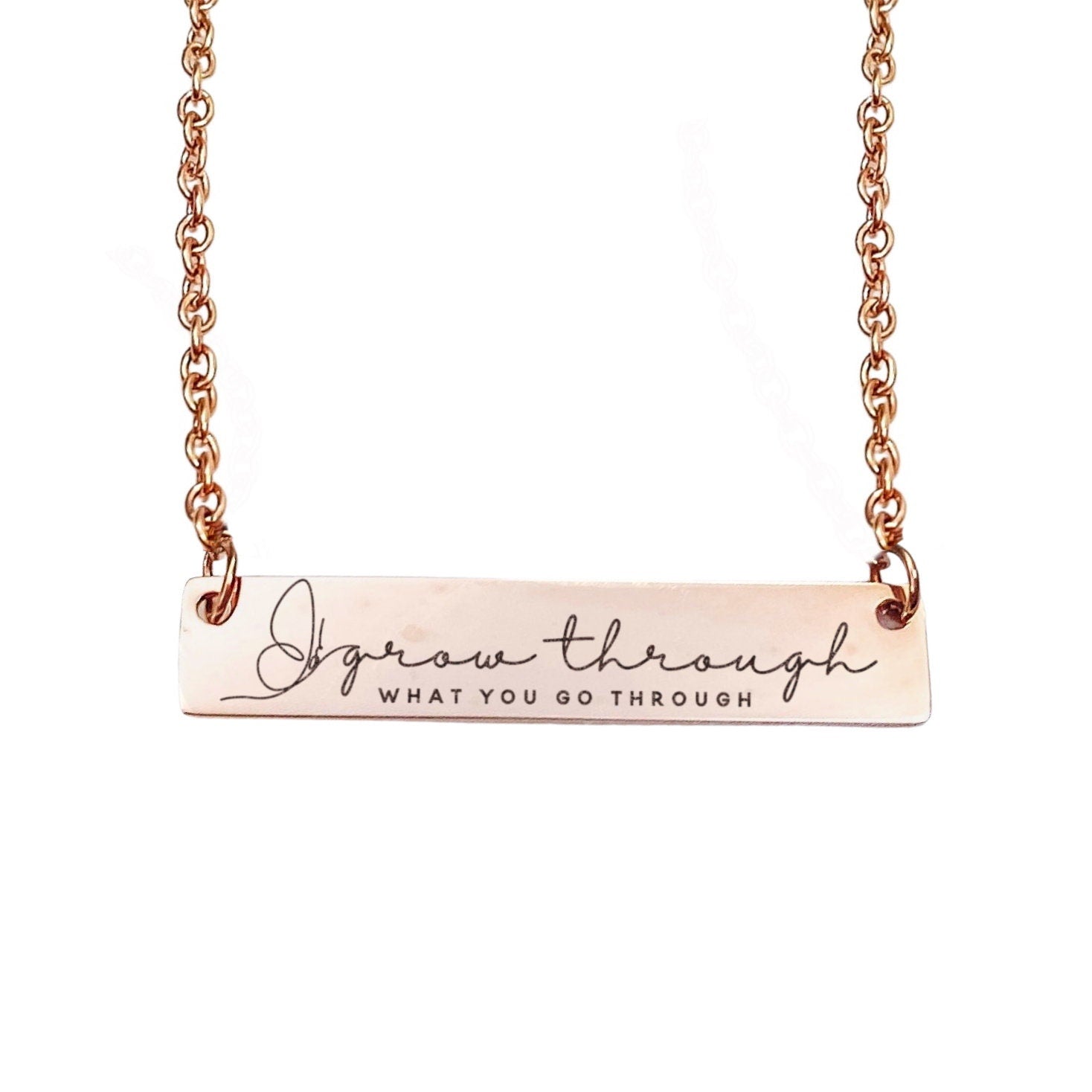 GROW THROUGH WHAT YOU GO THROUGH BAR NECKLACE - Avy + Tay