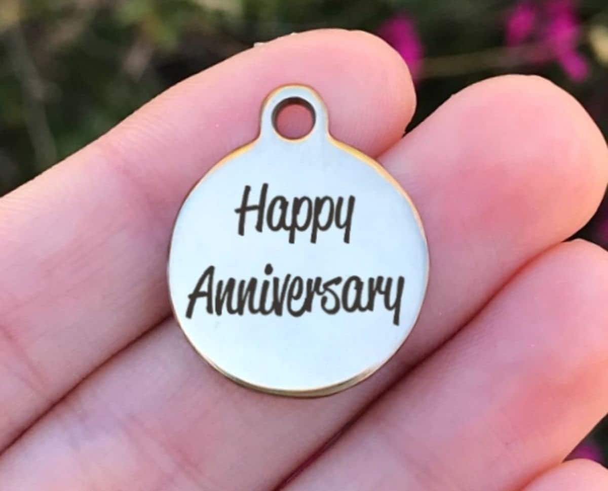 Happy Anniversary Charms Custom Engraved Charms Personalized Stainless Steel Charms BULK Options ZF344 - Avy + Tay