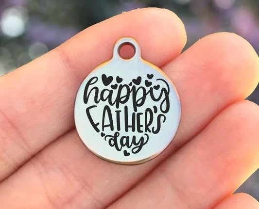 Happy Father's Day Charms Custom Engraved Charms Personalized Stainless Steel Charms BULK Options ZF1512 - Avy + Tay