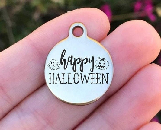 Happy Halloween Charms Custom Engraved Charms Personalized Stainless Steel Charms BULK Options ZF1134 - Avy + Tay