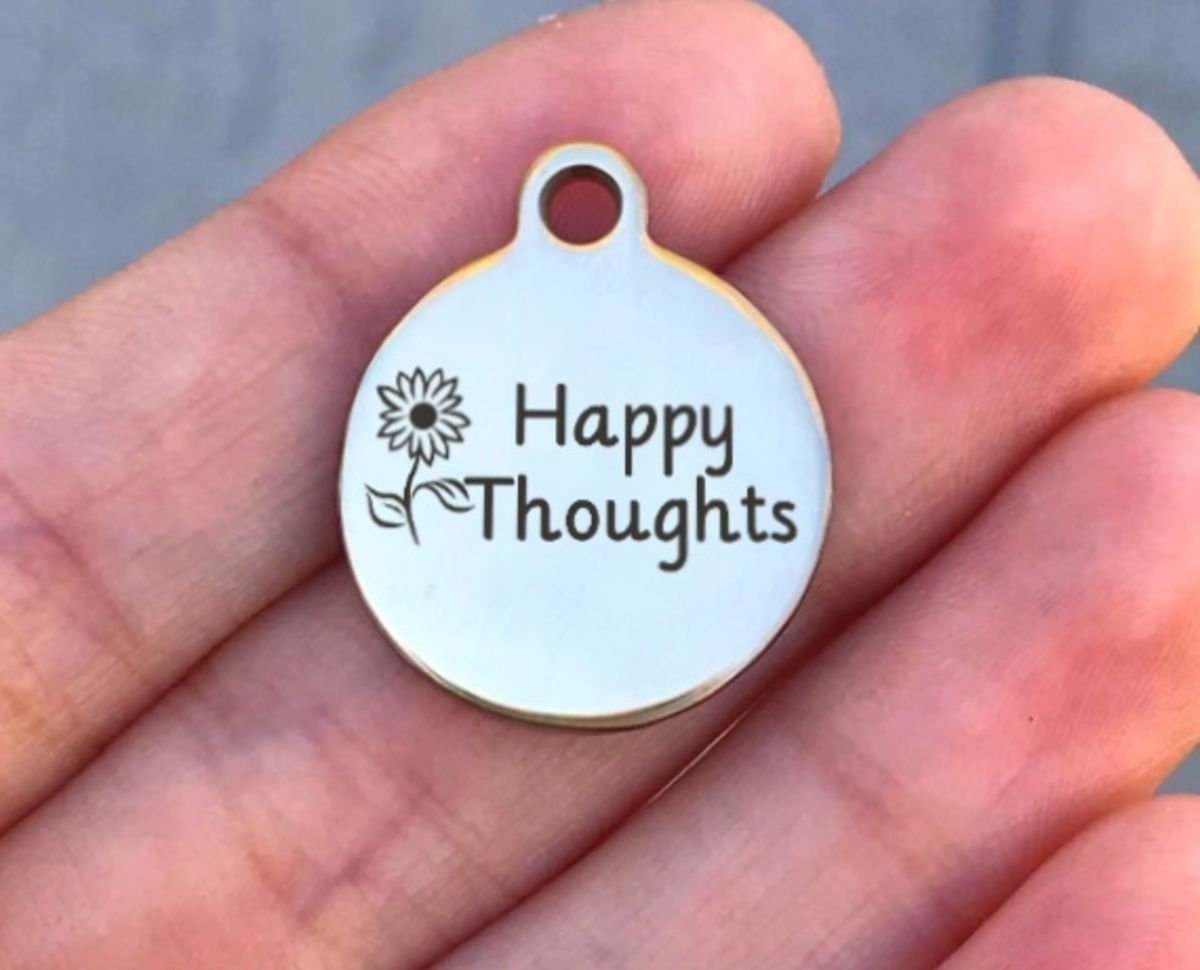 Happy Thoughts Charms Custom Engraved Charms Personalized Stainless Steel Charms BULK Options ZF500 - Avy + Tay