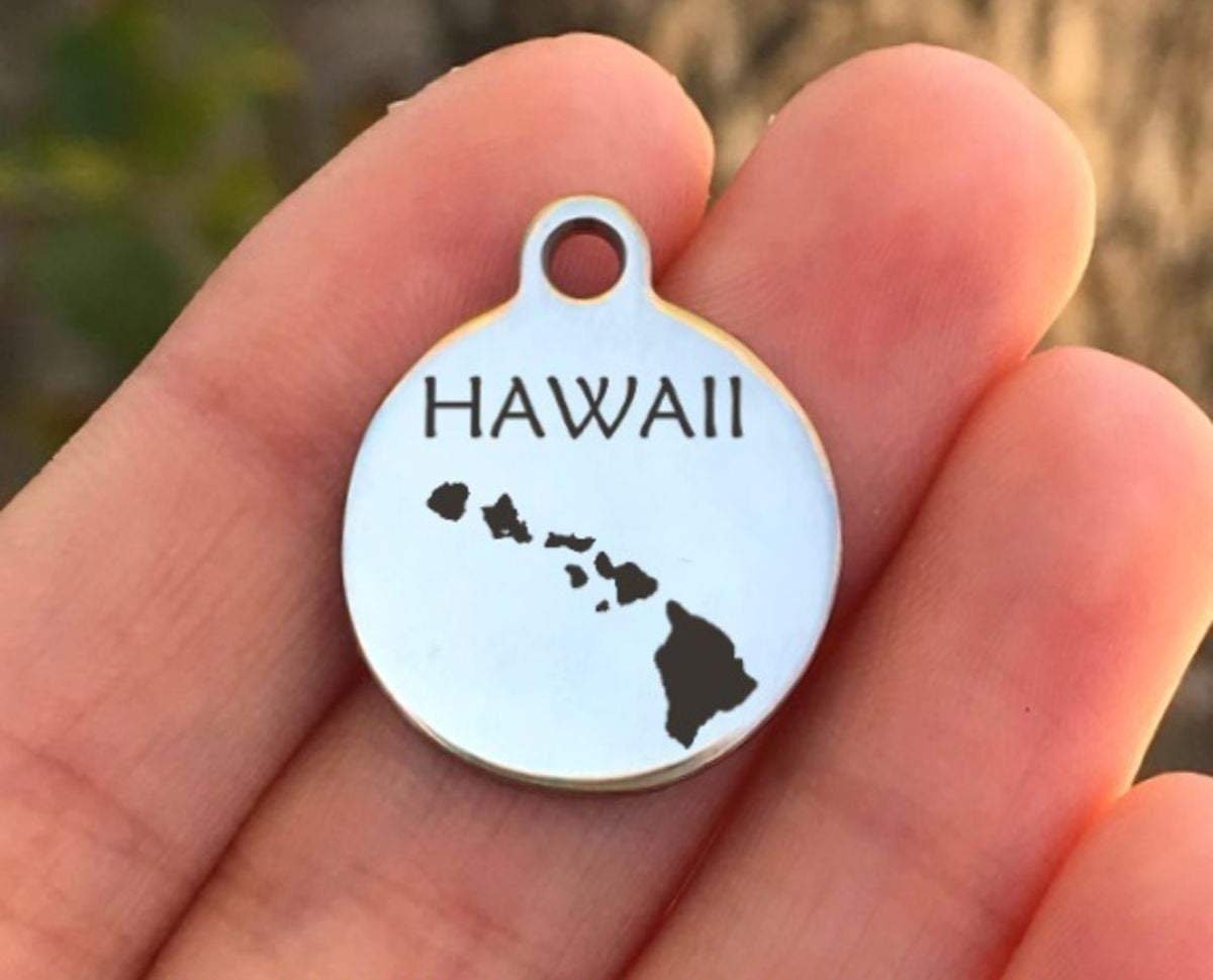 Hawaii Charms Custom Engraved Charms Personalized Stainless Steel Charms BULK Options ZF105 - Avy + Tay