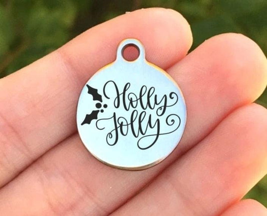 Holly Jolly Charms Custom Engraved Charms Personalized Stainless Steel Charms BULK Options ZF1211 - Avy + Tay