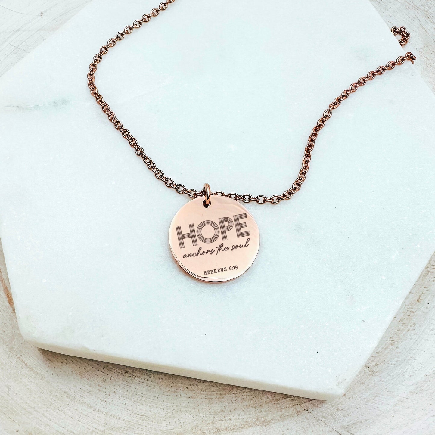 HOPE ANCHORS THE SOUL HEBREWS 6:19 NECKLACE - Avy + Tay