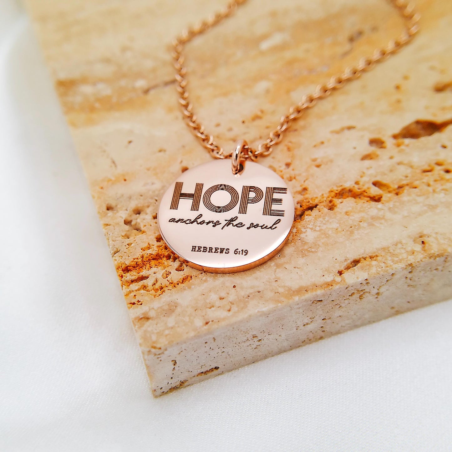 HOPE ANCHORS THE SOUL HEBREWS 6:19 NECKLACE - Avy + Tay