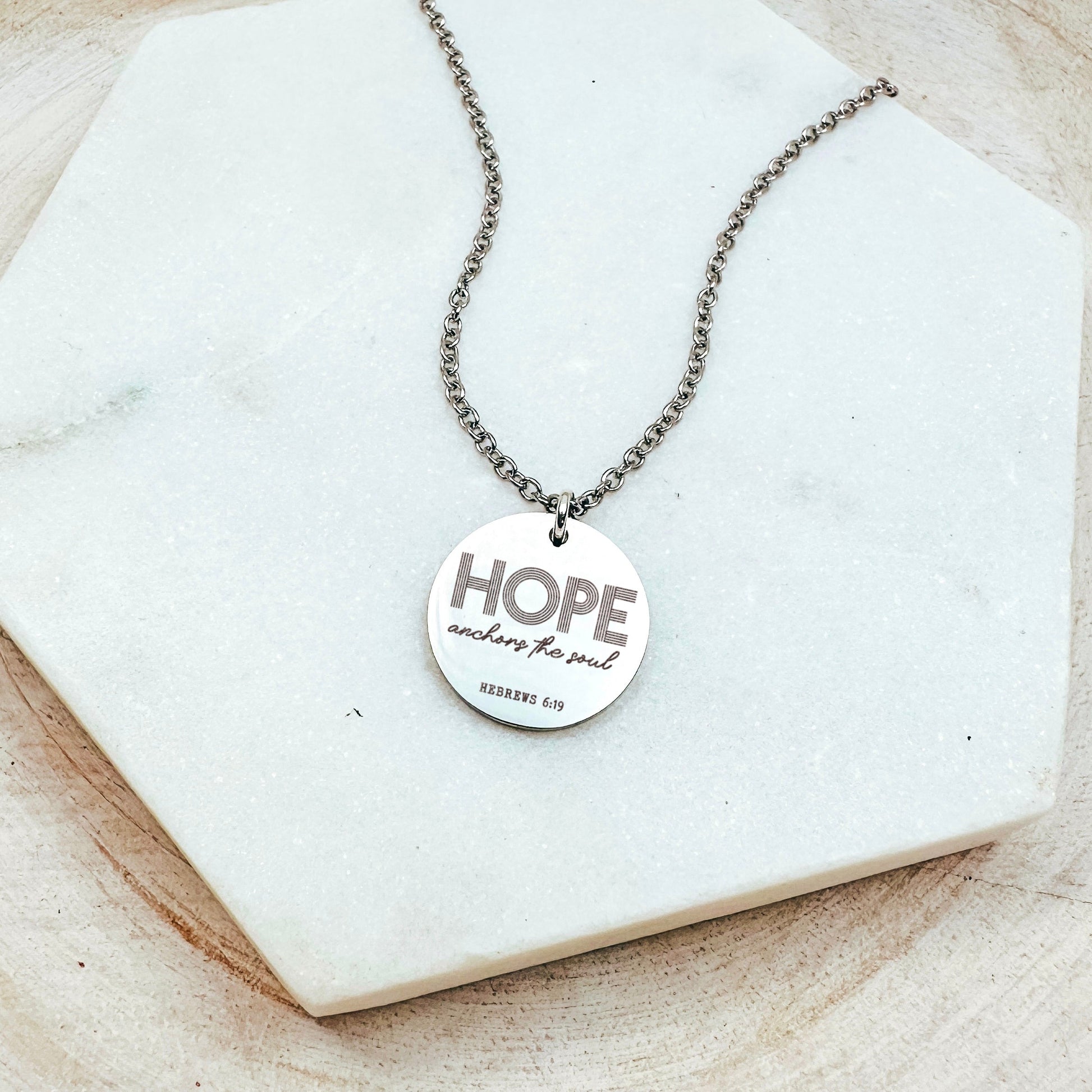 HOPE ANCHORS THE SOUL HEBREWS 6:19 NECKLACE - Avy + Tay