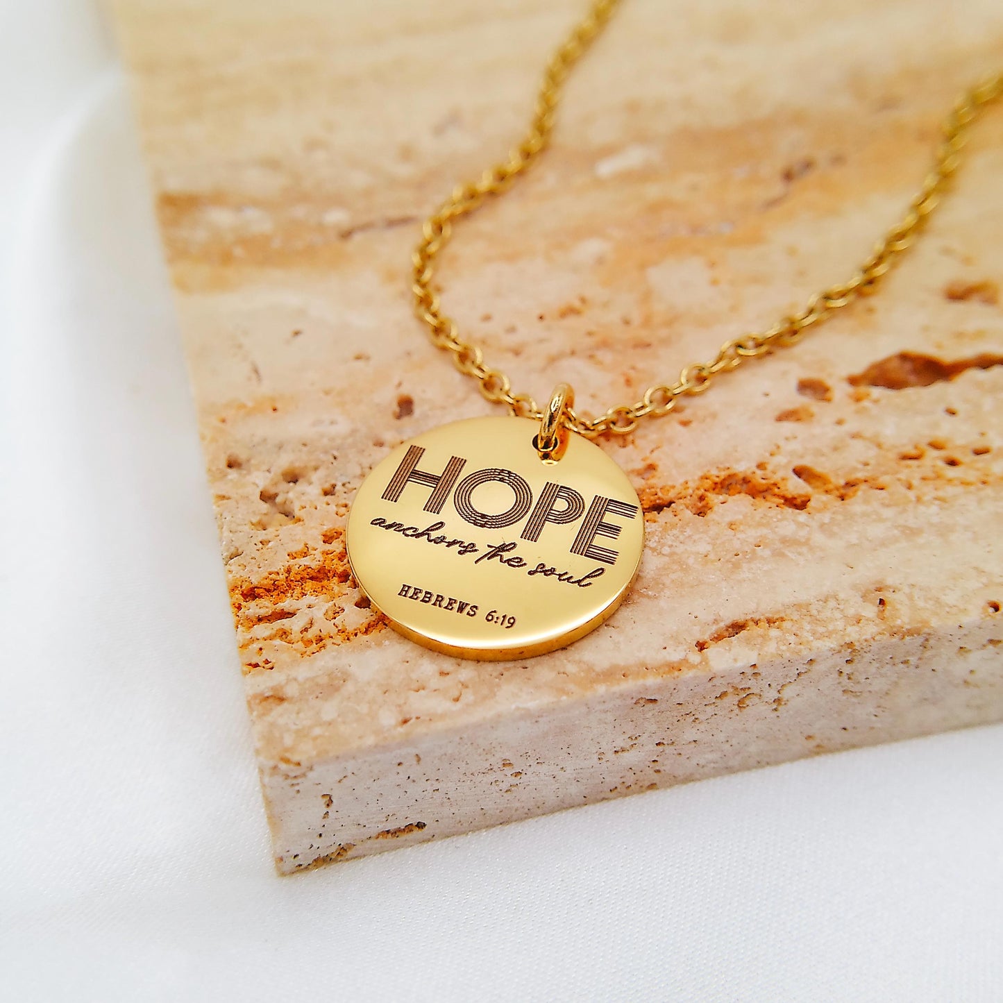 HOPE ANCHORS THE SOUL HEBREWS 6:19 NECKLACE - Avy + Tay