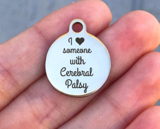 I Heart Someone With Cerebral Palsy Charms Custom Engraved Charms Personalized Stainless Steel Charms BULK Options ZF420 - Avy + Tay