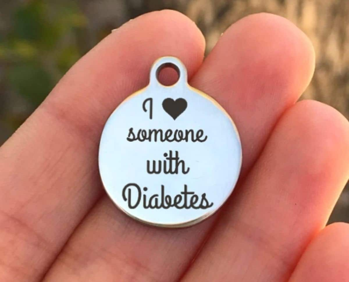 I Heart Someone With Diabetes Charms Custom Engraved Charms Personalized Stainless Steel Charms BULK Options ZF418 - Avy + Tay