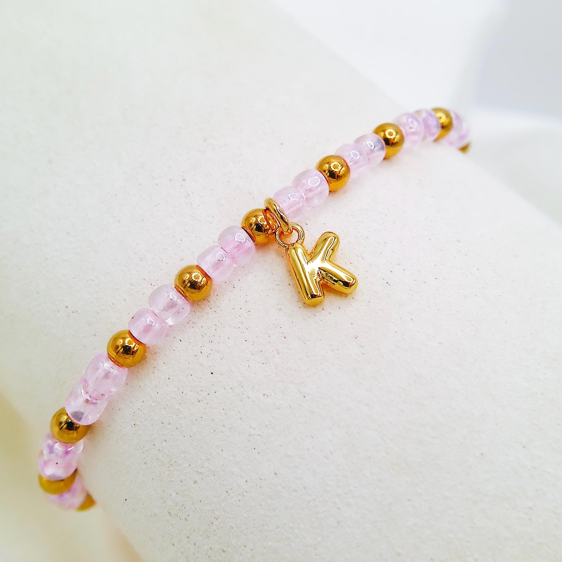 INITIAL CHARM BEADED BRACELET - Avy + Tay