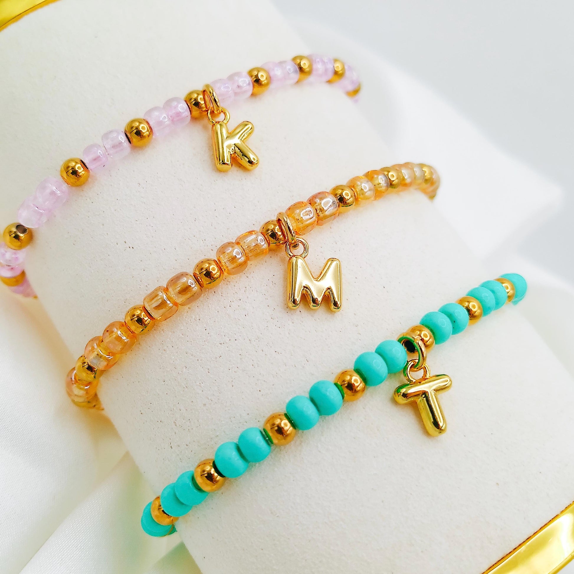 INITIAL CHARM BEADED BRACELET - Avy + Tay