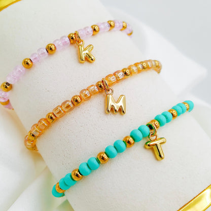 INITIAL CHARM BEADED BRACELET - Avy + Tay