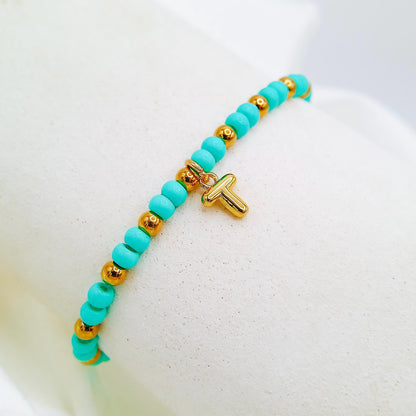 INITIAL CHARM BEADED BRACELET - Avy + Tay